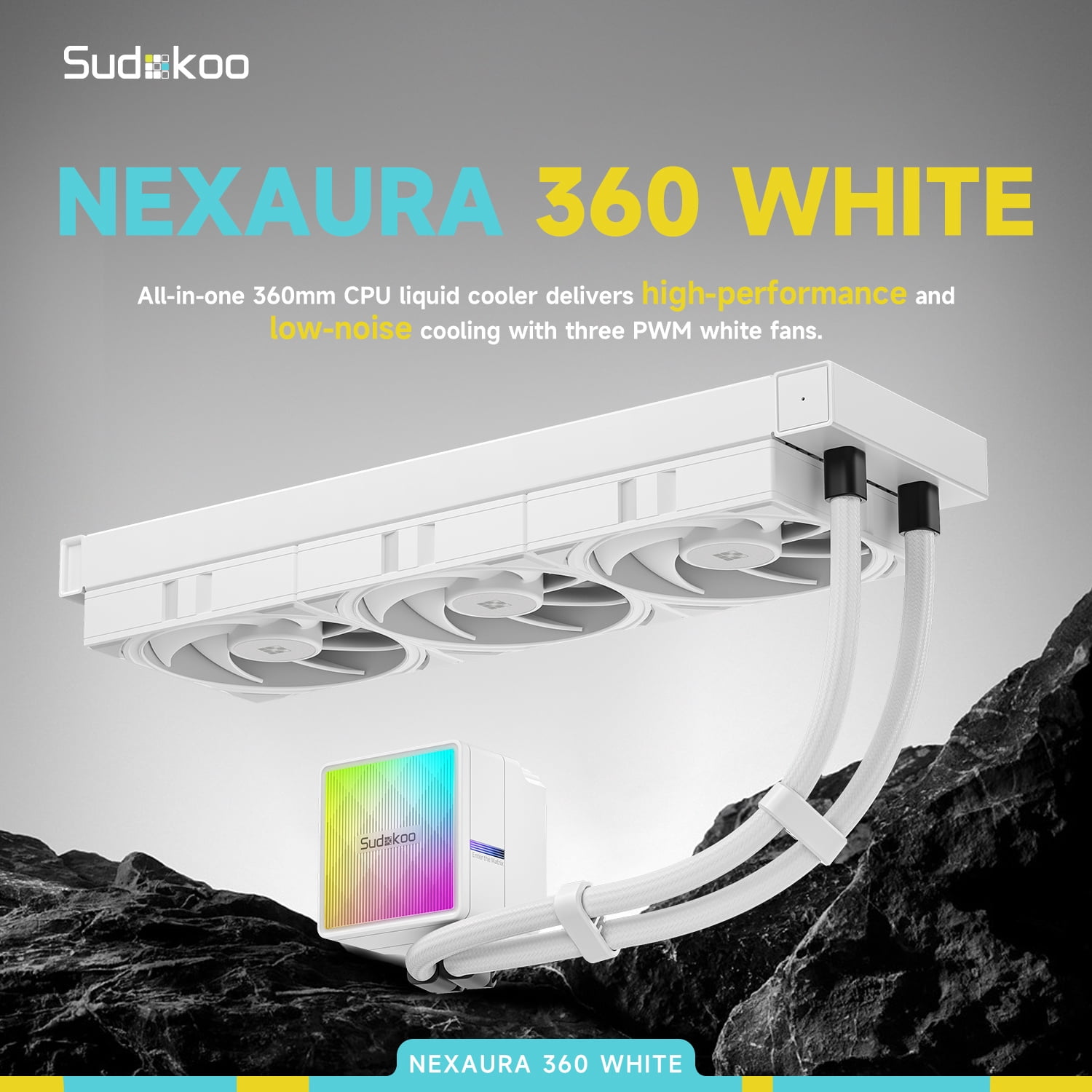360 Liquid CPU Cooler: 360mm AIO CPU Cooler with PWM Pump & ARGB Pump Head - Water Cooling with FDB Fans for Intel LGA 1851/1700/1200/115X AMD AM5/AM4