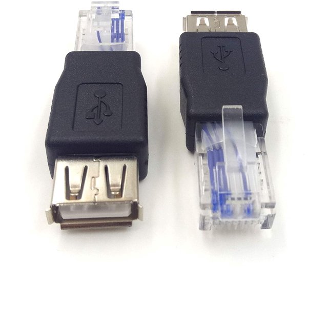 Haokiang (2-Pack) AF-RJ45 USB2.0 Female to Ethernet RJ45 Male AF-8P8C Connector,USB Transfer Network Plug Adapter