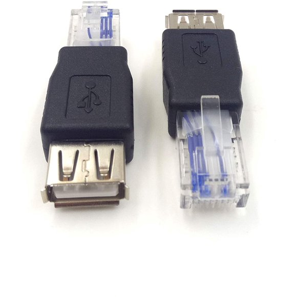 Haokiang (2-Pack) AF-RJ45 USB2.0 Female to Ethernet RJ45 Male AF-8P8C Connector,USB Transfer Network Plug Adapter