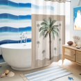 thumbnail image 5 of No Hook Shower Curtain, Palm Trees Shower Curtains for Bathroom with See Through Top Window, Brown Tropical Plants Summer Green Waterproof & Washable Bath Curtain Narrow 54"x78", 5 of 9