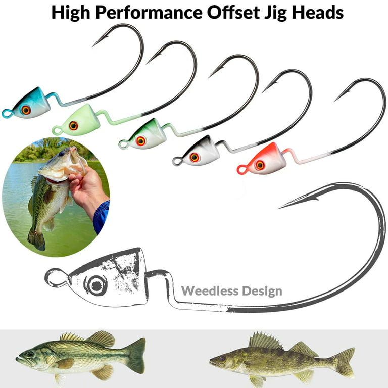 THKFISH Jig Heads for Fishing Hooks Bass Fishing Lures Texas Rig Hooks Swimbait  Jig Heads Five Colors 1/5oz 10pcs 