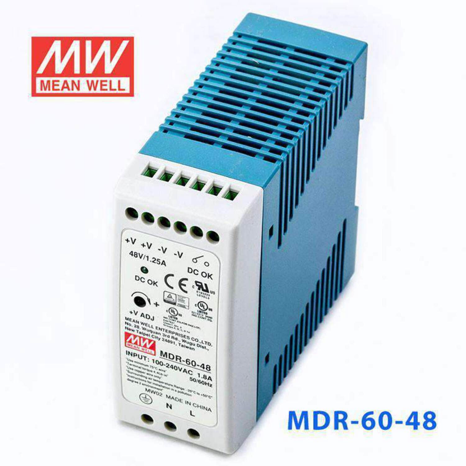 Mean Well MDR-60-48 Single Output Industrial Power Supply 60W 48V - DIN Rail