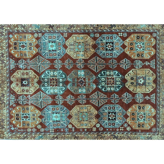 Ahgly Company Indoor Rectangle Persian Light Blue Traditional Area Rugs, 5' x 7'