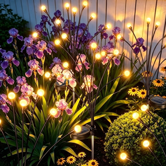 Swaying Solar Firefly Lights, Outdoor Pathway Stake Lights, Warm Ambient Landscape Lighting for Yard Lawn Patio Garden, Holiday Decorative Lights for Halloween Christmas Party Festival Decoration & G