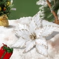 thumbnail image 6 of HCBY Artificial Glitter Magnolia Flowers Christmas Poinsettia Ornaments for Christmas Tree Wreath Garland Xmas New Year Decoration Gift Idea(White,9.8"), 6 of 6
