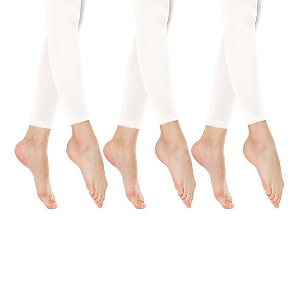 F.R. Duval T16CH Youth Footless Dance Tights, 60 Denier (3-Pack), White, XS