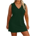 thumbnail image 2 of DailyTrove Ladies Plus Size Solid Color Sleeveless Mini Dress, Relaxed Fit V Neck Casual Home Wear Dress, 2 of 4