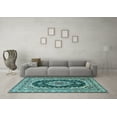 thumbnail image 3 of Ahgly Company Indoor Square Medallion Light Blue Traditional Area Rugs, 7' Square, 3 of 4