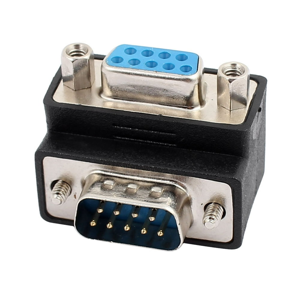 VGA HD15 9Pin Male to Female M/F 90 Degree Connector Adapter Black