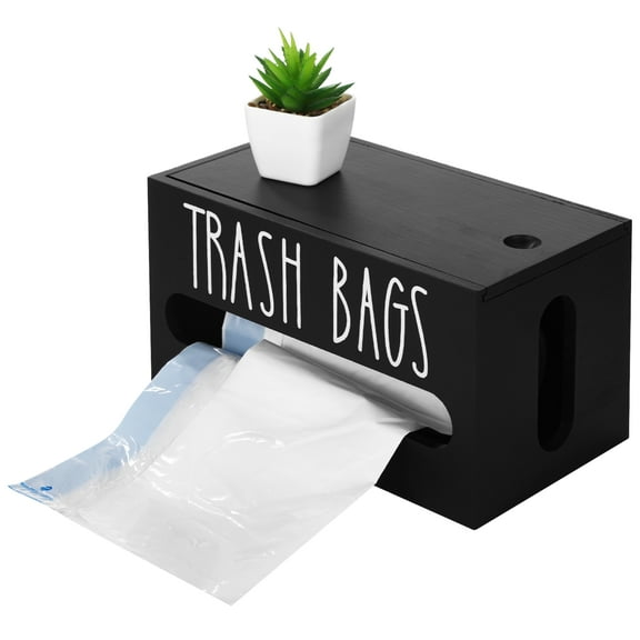 Wooden Trash Bag Dispenser, Garbage Bag Storage Box with Front Opening, Easy Access for Trash Bags, Compact Design for Kitchen, Countertop, and Under Sink Organization