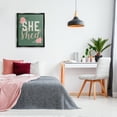 thumbnail image 2 of Stupell Industries She Shed Floral Pink Rose Calligraphy Sign Graphic Art Jet Black Floating Framed Canvas Print Wall Art, Design by Angela Nickeas, 2 of 6