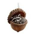 thumbnail image 2 of Christmas Animal Acorn Ornament, 2D Realistic Woodland Hanging Ornaments for Christmas Decoration (Raccoon), 2 of 3