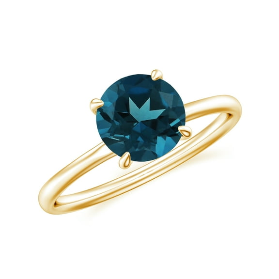 1.5 CT Natural London Blue Topaz Solitaire Ring for Women in Sterling Silver / Yellow Gold Plated| December Birthstone, Birthday, Engagement, Wedding Jewelry Gift Ring Size 5