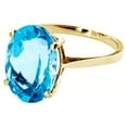 thumbnail image 2 of Galaxy Gold 14K Solid Gold 8 Carat Natural Blue Topaz Oval Ring for Women - Yellow Gold Fine Jewelry, 2 of 5