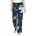 thumbnail image 2 of Picia Friendly Smiling Sharks Womens Soft Woven Cotton Elastic Waistband Sleep Pajama Pant Lounge Sleep Pant With Pockets And Drawstring-Large, 2 of 9