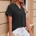 thumbnail image 4 of Ersazi Workout Clothes for Women Sets Fashion Casual Women's Solid Short Sleeve V-Neck T-Shrit Top Blouse Black Xl, 4 of 6