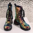 thumbnail image 3 of NECHOLOGY Botas Mujer Adulto Femenino Zapatos Botines para mujer Botines de mujer Lentejuelas de comercio exterior de moda en otoño e invierno Cómodo Punta redonda Tacón cuadrado Tacón grueso (B, 9), 3 of 7