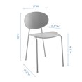 thumbnail image 3 of Side Dining Chair, Set of 2, Plastic, Metal Steel, Grey Gray, Modern Contemporary Urban Design, Kitchen Room Cafe Bistro Restaurant Hospitality, 3 of 10