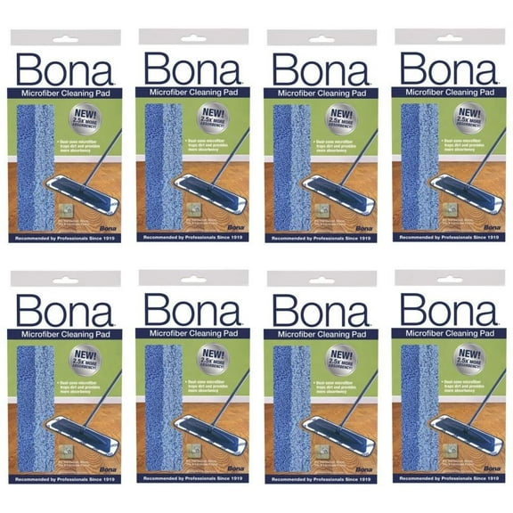 Bona Microfiber Cleaning Pad - Steam Mop Pads - 8 Pack, Blue