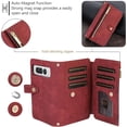 thumbnail image 4 of Wallet Case for Google Pixel 6a 5G, Vintage Premium PU Leather Cover Flip Case with Card Slots Magnetic Closure Zipper Pocket Kickstand Handbag with Hand Strap - Red Wine, 4 of 14