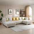 thumbnail image 2 of Bowery Hill Modern / Contemporary U-Shaped Velvet Sectional Sofa in Cream, 2 of 7