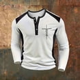 thumbnail image 2 of Afdoent Mens Henley Shirts Long Sleeve Casual Color Block Button T Shirt Classic Vintage Tee Shirts Streetwear, 2 of 6