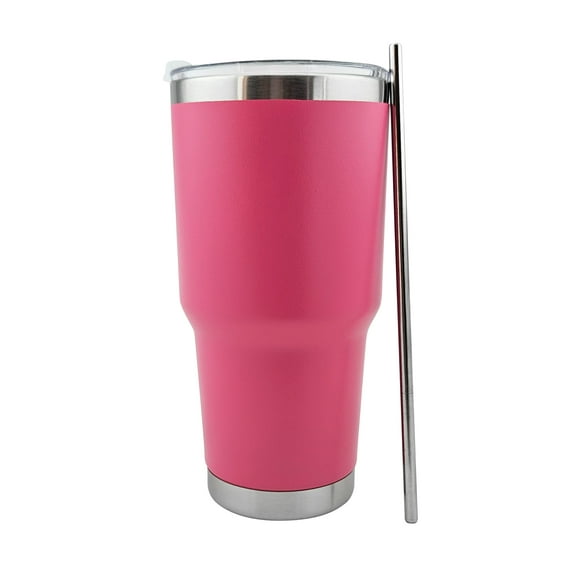 Termo de 30oz, vaso térmico de acero inoxidable para frío y calor con tapa antiderrame y popote.