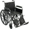 Drive Medical Chrome Sport Wheelchair, Detachable Full Arms, Elevating Leg Rests, 16" Seat