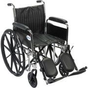 Drive Medical Chrome Sport Wheelchair, Detachable Full Arms, Elevating Leg Rests, 16" Seat