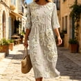 thumbnail image 7 of QUNYINEY Summer Dresses for Women 2026 Plus Size Short Sleeve Midi Floral Beach A Line Dress Flowy Crew Neck Vacation Loose Fit Dresses, 7 of 7