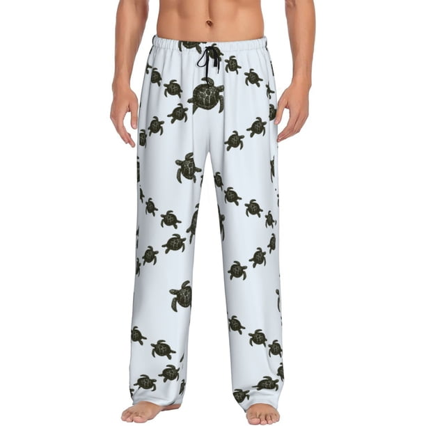 Fotbe Sea Turtle Pantalones de Pijama para Hombre, Pantalones de Dormir, Pantalones de Casa con Cintura Ajustable y Bolsillos-Small