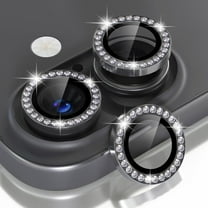 1 set of Bling Diamond Camera Lens Protector for iPhone 16 Plus, HD Clear Tempered Glass Metal Camera Lens Protection Cover, Case Friendly, Scratch Proof for iPhone 16 Plus, Black