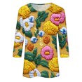 thumbnail image 6 of JTZGDY Floral Tops for Women Dressy Casual 3/4 Length Sleeve Crewneck Basic Tees Retro Print Summer Graphic Tunic Blouse Business Work T-Shirts for Leggings Multicolor#06 L, 6 of 6