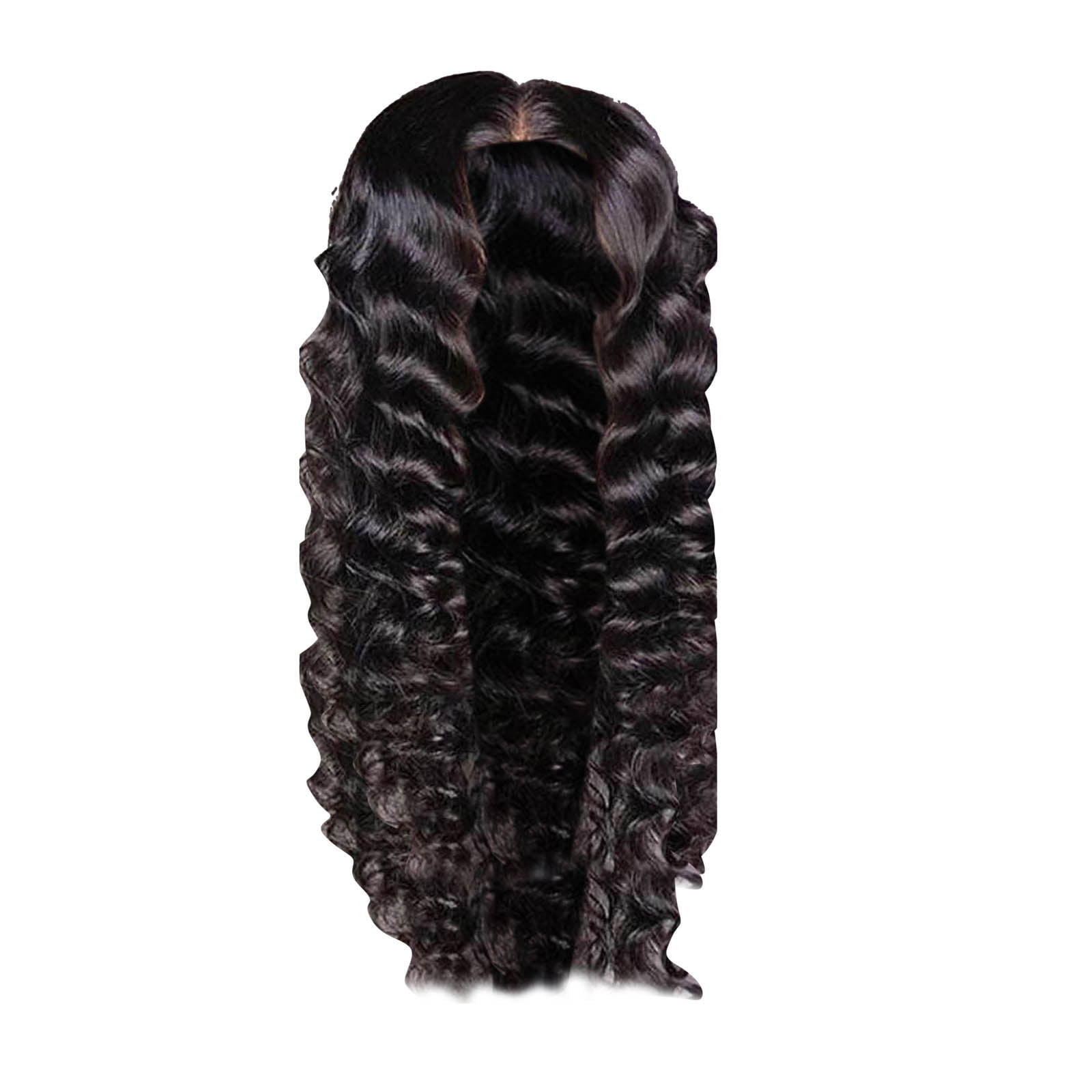 Long Wavy Brown Wig with Bangs for Women, Synthetic Heat Resistant Hair Wig for Daily Wear and Party Use(Black,One Size)