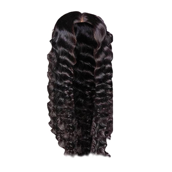 Deep Wave Human Hair Wig, Glueless and 180% Density, Transparent Lace, for Women, Natural Curls, 26 Inch