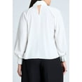 thumbnail image 2 of ELOQUII Women's Plus Size Dramatic Neck-Tie Blouse, 2 of 3