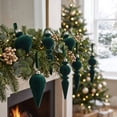 thumbnail image 5 of Green Large Christmas Ornaments 6 Pack 17cm Irregular Flocked Tree Hanging Decor, Holiday Party Supplies, 5 of 6