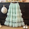 thumbnail image 4 of DHFJKG Tutus For Women Mesh Layered Ruffle Skirts High Waist Flared A-Line Loose Fit Elegant Party Casual Wear Versatile Skirt, 4 of 5