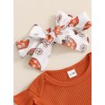thumbnail image 5 of Newborn Baby Girl Halloween Outfit Letter Long Sleeve Ruffle Romper Pumpkin/Ghost Pants Headband Set Fall Clothes 0-18M, 5 of 8
