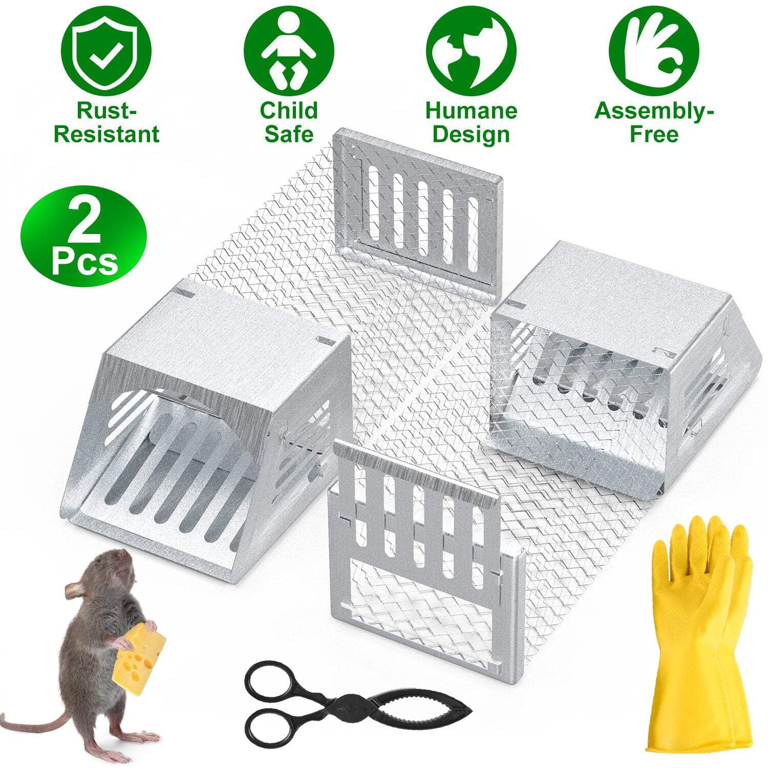 2Pcs Humane Mouse Trap Cage