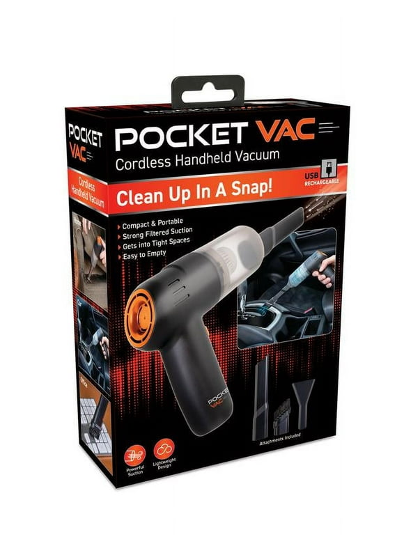 Pocket Vac Rechargeable Handheld Vacuum with Accessories - New - Cordless - Portable - As Seen on TV