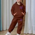 thumbnail image 4 of HUAXUN-Girls 2 Piece Outfits Toddler Girls Heart Print Sweatshirts Sweatpants Set School Outfits Girl Clothes Fall Winter Hoodie & Pants Sets(B-Brown,6-7 Years), 4 of 7