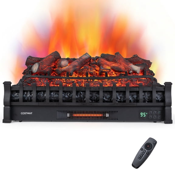 Costway 30" Electric Fireplace Insert Lemonwood Set with Remote