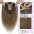 thumbnail image 5 of Benehair Real Hair Clip In Extensions Clip In Hairpiece Silk Base Topper Toupee Wiglet Top 100% Remy Human Hair Piece Crown 13cm*15cm Brown 6"-22", 5 of 11