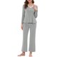 thumbnail image 1 of INSPIRAR CHIC Pijamas de Mujer Suave de Punto con Encaje Conjuntos de Ropa de Noche Elásticos Talla XS Gris, 1 of 4