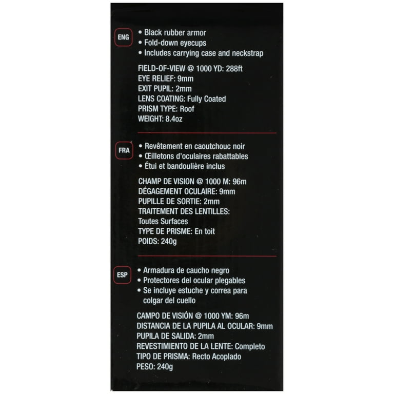 Tasco Essentials Binoculars 12x25mm, Roof Prism, MC, Black Tasco Essentials Binoculars 12x25mm, Roof Prism, MC, Black