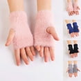 thumbnail image 5 of WREESH Women's Fingerless Winter Gloves Solid Color Warm Half Finger Finger Gloves Black, 5 of 5