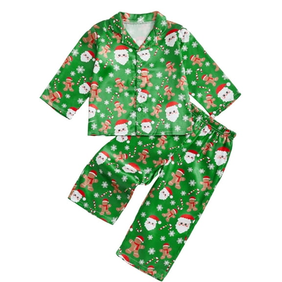NIEWTR Boys Girls Christmas Pajamas Toddler Boys Cotton Long Sleeve Pjs Kids Holiday Sleepwear Set Christmas Sets (12-18 Months,Green)