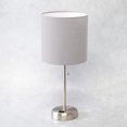 thumbnail image 3 of Lámpara de mesa con pantalla de tela y enchufe de carga, Contemporáneo, , Gray and Brushed Steel Zefei Wu 9024735068532, 3 of 5