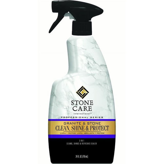 Stone Care International Granite Cleaner, Polish, and Sealer - 24 Ounce - Cleans Polishes and Seals Stone Granite Quartz Marble Limestone Travertine Slate Surfaces